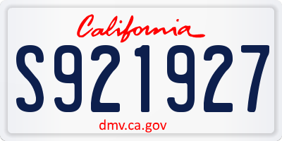 CA license plate S921927