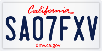 CA license plate SA07FXV