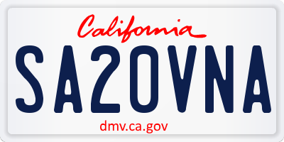 CA license plate SA20VNA