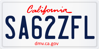 CA license plate SA62ZFL