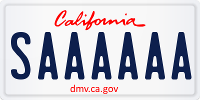 CA license plate SAAAAAA