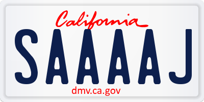 CA license plate SAAAAJ