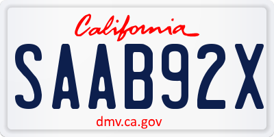 CA license plate SAAB92X