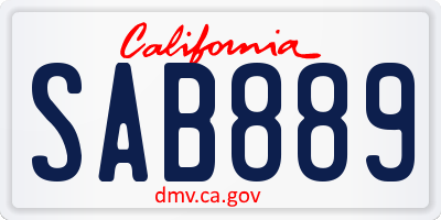 CA license plate SAB889