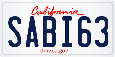 CA license plate SABI63