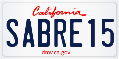 CA license plate SABRE15