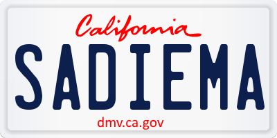 CA license plate SADIEMA