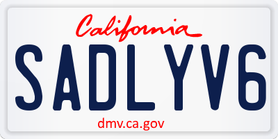 CA license plate SADLYV6