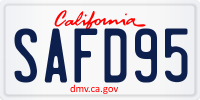 CA license plate SAFD95