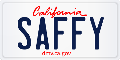 CA license plate SAFFY