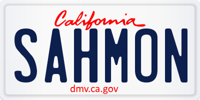 CA license plate SAHMON