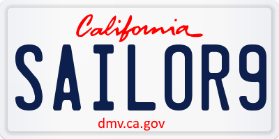 CA license plate SAILOR9