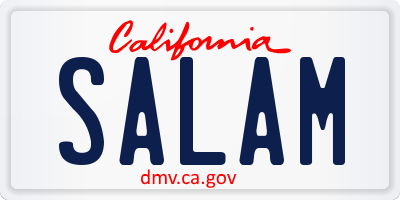 CA license plate SALAM