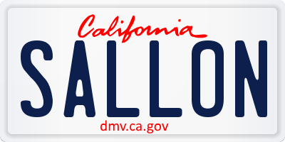 CA license plate SALLON