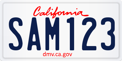 CA license plate SAM123