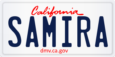 CA license plate SAMIRA