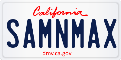 CA license plate SAMNMAX