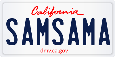 CA license plate SAMSAMA