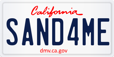 CA license plate SAND4ME