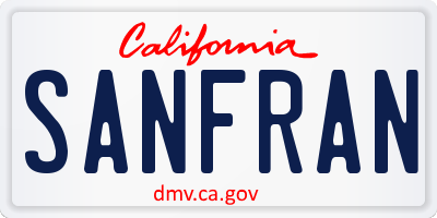 CA license plate SANFRAN