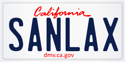 CA license plate SANLAX