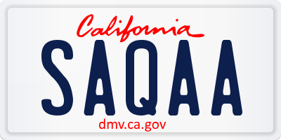 CA license plate SAQAA