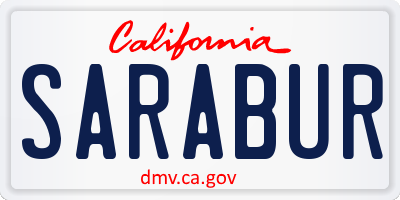 CA license plate SARABUR