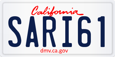 CA license plate SARI61