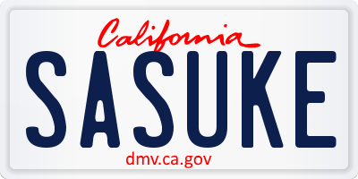 CA license plate SASUKE