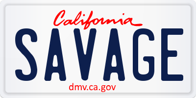 CA license plate SAVAGE