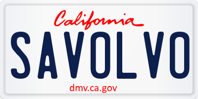 CA license plate SAVOLVO