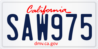 CA license plate SAW975