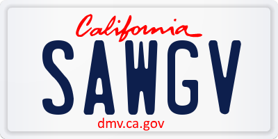 CA license plate SAWGV