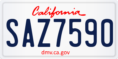 CA license plate SAZ7590