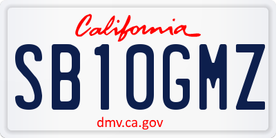 CA license plate SB10GMZ