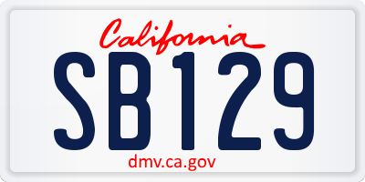 CA license plate SB129