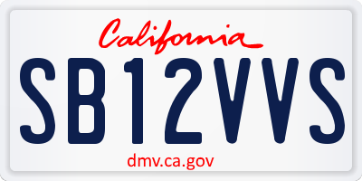 CA license plate SB12VVS