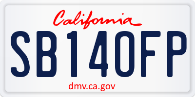CA license plate SB14OFP