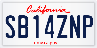 CA license plate SB14ZNP