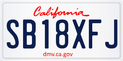 CA license plate SB18XFJ