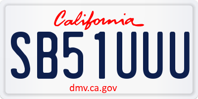 CA license plate SB51UUU