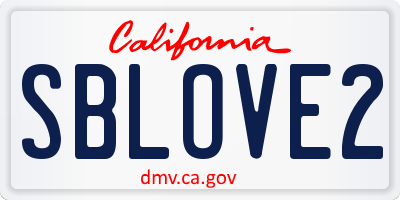 CA license plate SBLOVE2