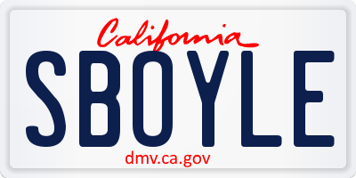 CA license plate SBOYLE