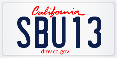 CA license plate SBU13