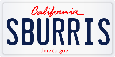 CA license plate SBURRIS