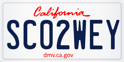 CA license plate SC02WEY