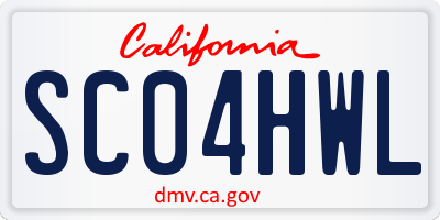 CA license plate SC04HWL