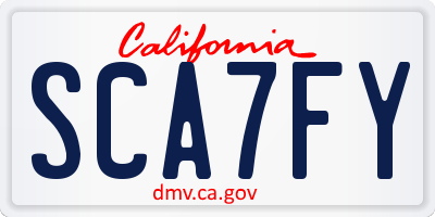 CA license plate SCA7FY