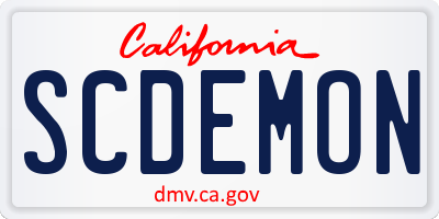 CA license plate SCDEMON