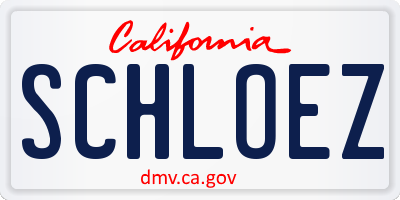 CA license plate SCHLOEZ